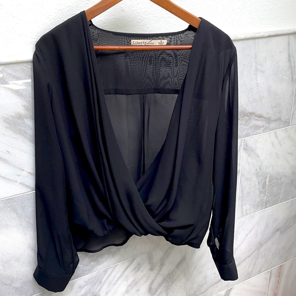 Black sheer long sleeve top